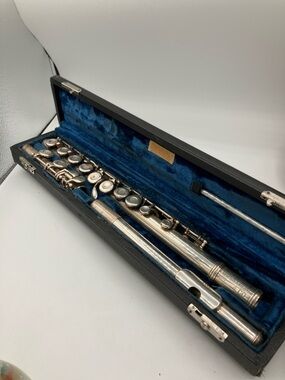 W.T. Armstrong Vintage Silver Flute in Black Case w/ blue velvet lining